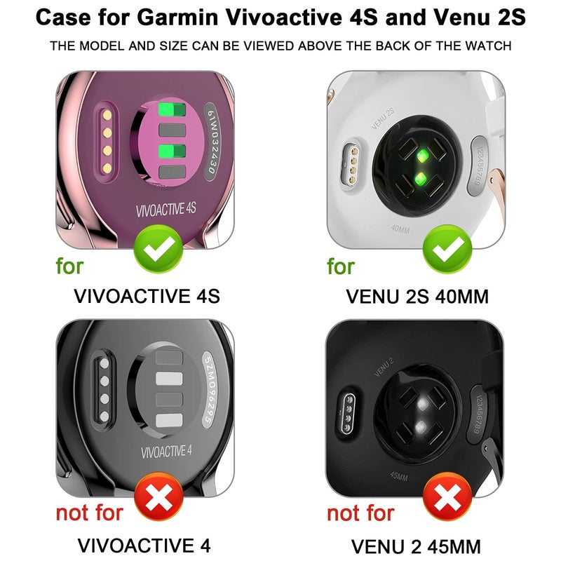 RICHONE [5Pack] RICHONE Compatible with Garmin Vivoactive 4S / Venu 2S 40mm Screen Protector Case, Soft TPU Cover All-Around Shockproof Bumper Frame (Black+Silver+Gold+Pink+Rose Gold, 40mm) - Image 2