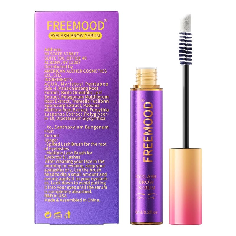 FREEMOOD Eyelash Growth Serum2In1 Lash and Eyebrows Booster For Fuller Thicker Grow Luscious with Brow Enhancer 020 floz6ml 2 PCS - Image 2