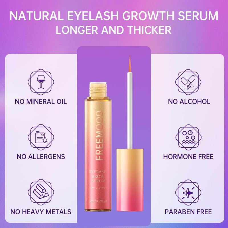 FREEMOOD Eyelash Growth Serum2In1 Lash and Eyebrows Booster For Fuller Thicker Grow Luscious with Brow Enhancer 020 floz6ml 2 PCS - Image 5