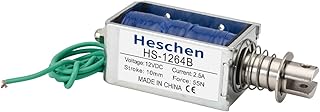 Heschen Heschen Hechen Solenoid Electromagnet, HS-1264B, DC12V, 2.5A, 55N, 10mm Stroke, Push Pull Type Open Frame Door Lock  - Image 1