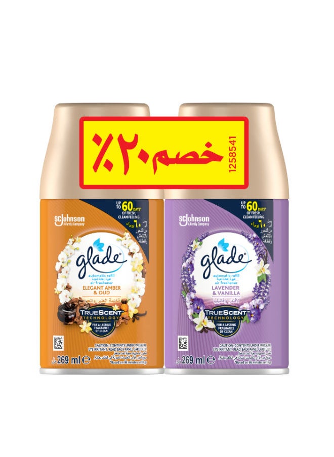 Glade Auto Refill Amber & Oud 269Ml + Vanilla Lavender Twin Pack 