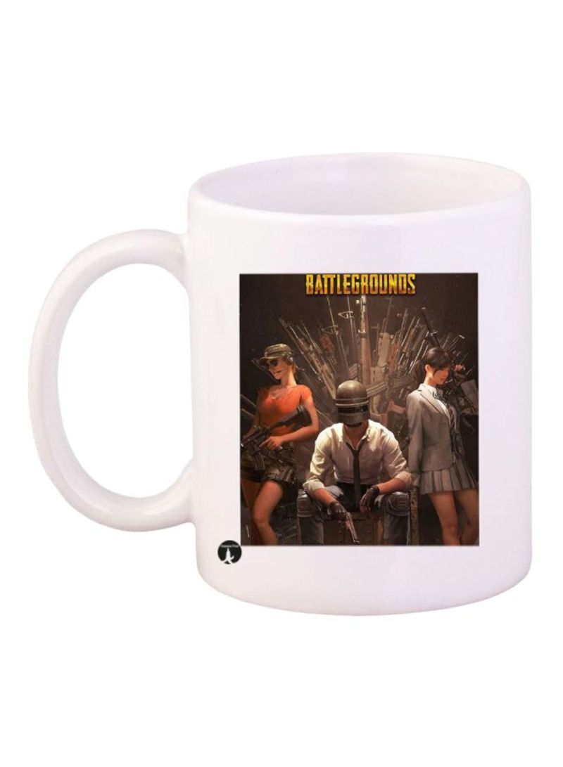 RKN PUBG Printed Coffee Mug White/Brown Standard Size