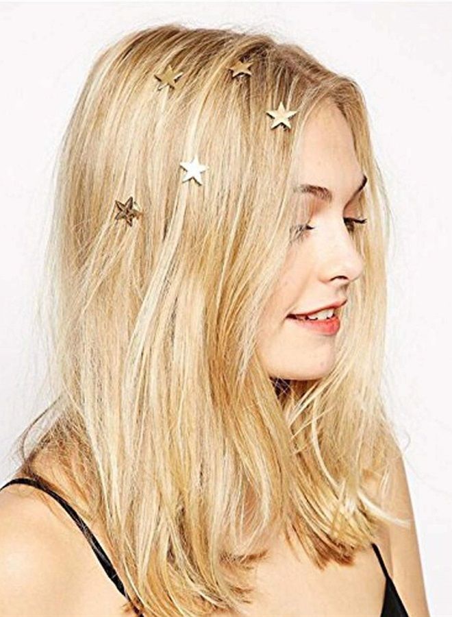 Yean مشابك شعر نجمة دبابيس شعر ذهبية 5 عبوات إكسسوارات مكياج للر女性 والفتيات (ذهبي) - Image 1