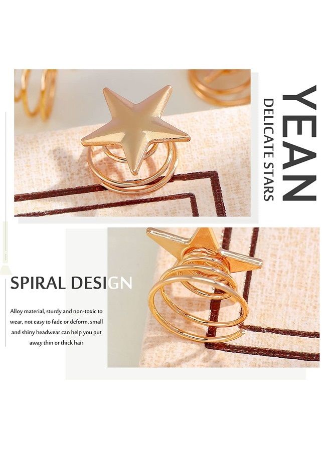 Yean مشابك شعر نجمة دبابيس شعر ذهبية 5 عبوات إكسسوارات مكياج للر女性 والفتيات (ذهبي) - Image 4
