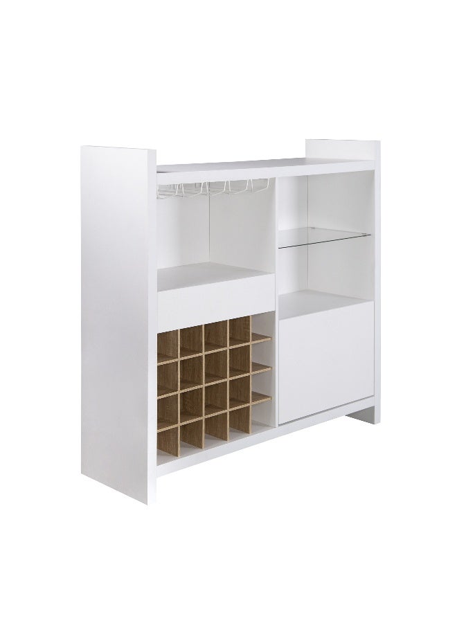 Pan Home Malacca Bar Cabinet With 1 Door - White  - Image 1