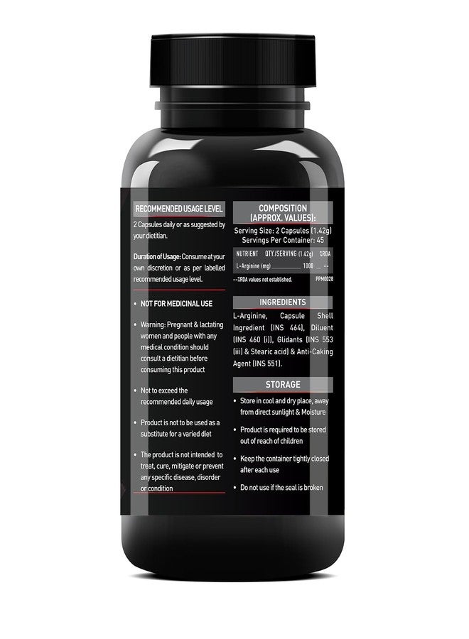 مسل بلايز مكمل غذائي MuscleBlaze L-Arginine (90 كبسولة) | يدعم إنتاج أكسيد النيتريك - Image 2