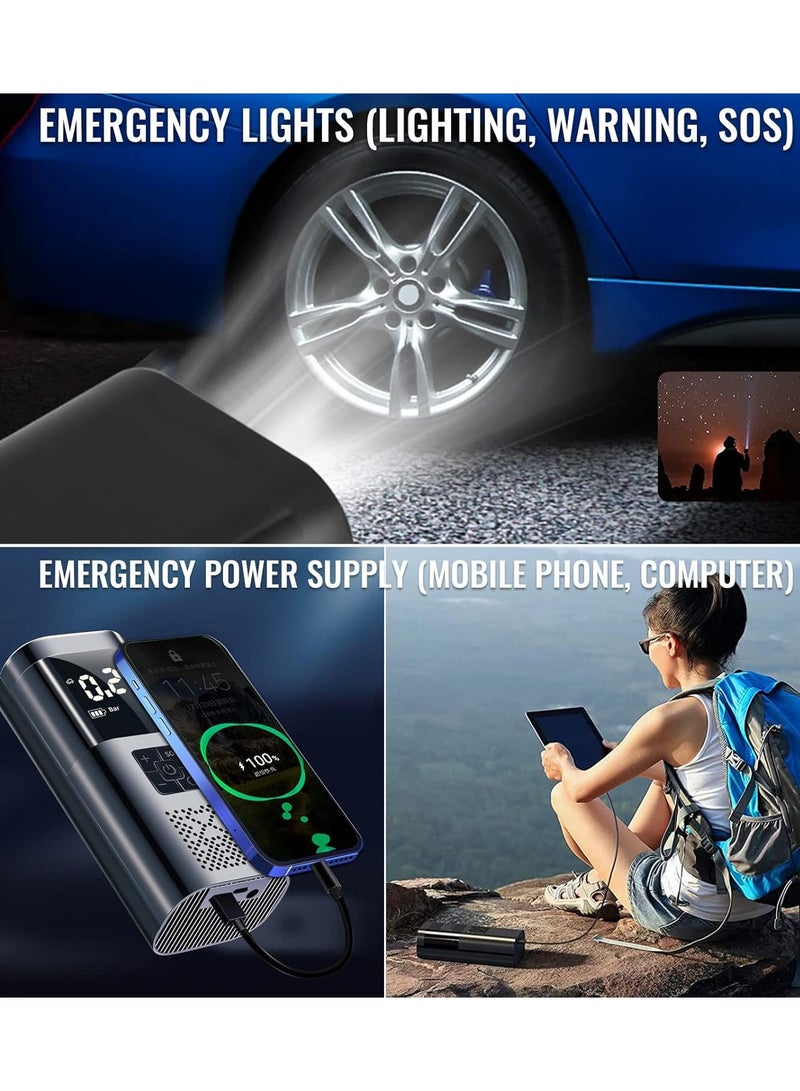 Air Compressor Tire Inflator Pump Car Portable 150 PSI Fast Inflation with LCD Dual Screen [Cordless & Strong Power] Electric Tire Pump for Car Tire For Car Bicycle Motorcycles Ball - Image 2