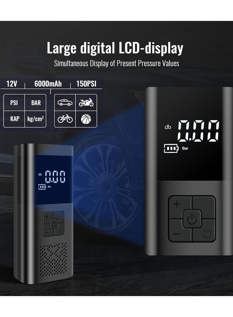 Air Compressor Tire Inflator Pump Car Portable 150 PSI Fast Inflation with LCD Dual Screen [Cordless & Strong Power] Electric Tire Pump for Car Tire For Car Bicycle Motorcycles Ball - Image 3