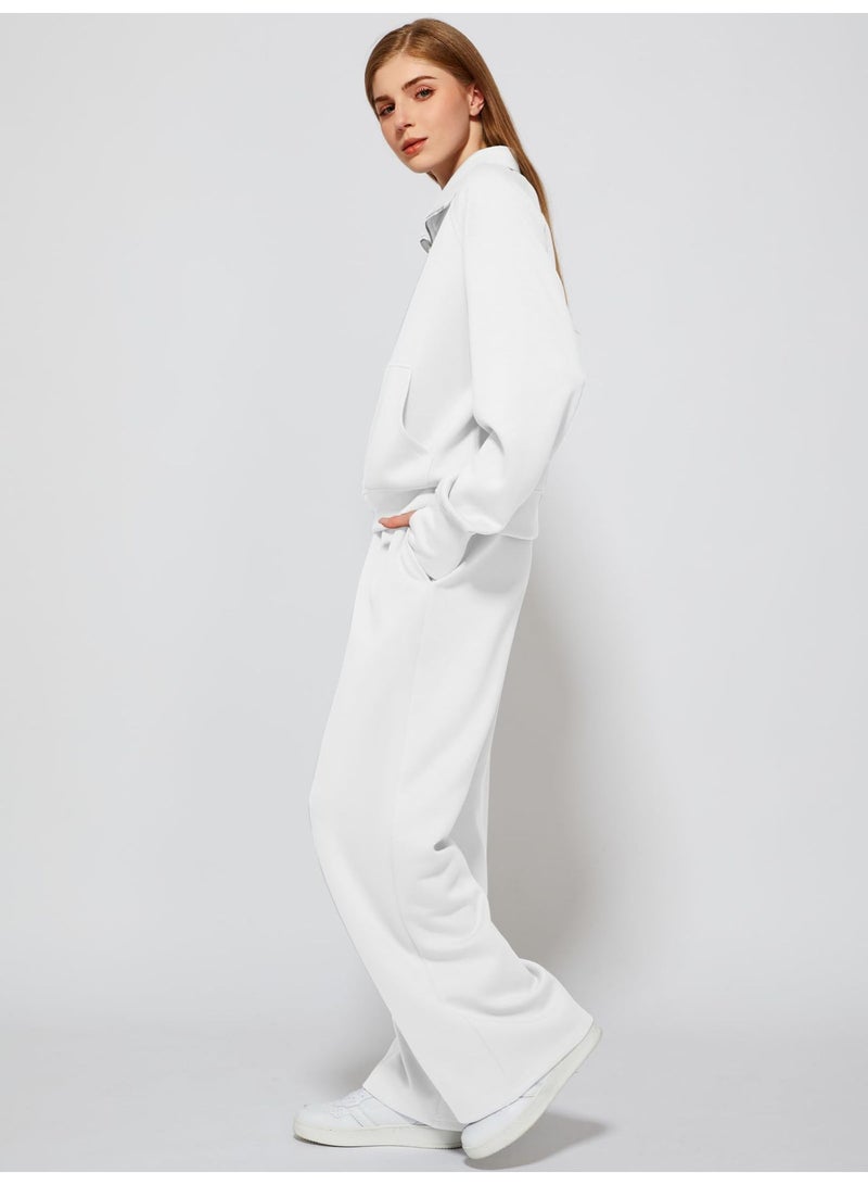 general 2025 - 2026 Women's Two-Piece Ultra-Large Half-Zip Sweatshirt and Wide Leg Sweatpants Casual Set - Image 2