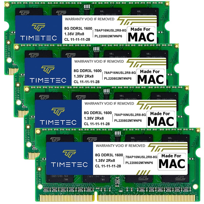 Timetec 32GB KIT(4x8GB) Compatible for Apple DDR3L 1600MHz PC3L-12800 CL11 for iMac (Mid 2011, Late 2012, Late 2013, Late 2014 Retina 5K, Mid 2015 Retina 5K) SODIMM Memory Module MAC RAM Upgrade - Image 1