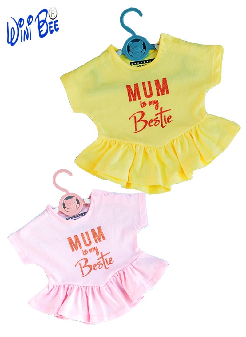 WiNi BEE Girls Short Sleeve Glitter Printed Cotton Dress Newborn Baby Girls Clothes Baby Kid Little Girl Dress 0-24 Months  - Image 5