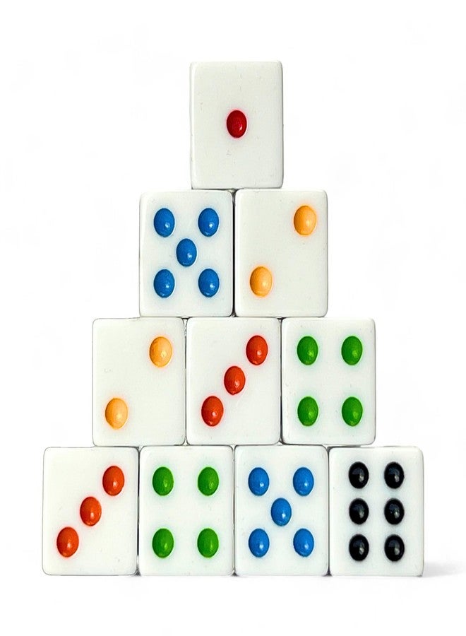 Luck Lab 10 Piece D6 Multicolor Pip Dice Pack - Acrylic 16mm Square Edge Standard Dice for RPG MTG DND Table Games and Board Games, Storage Bag Included (White Multicolor) - Image 1