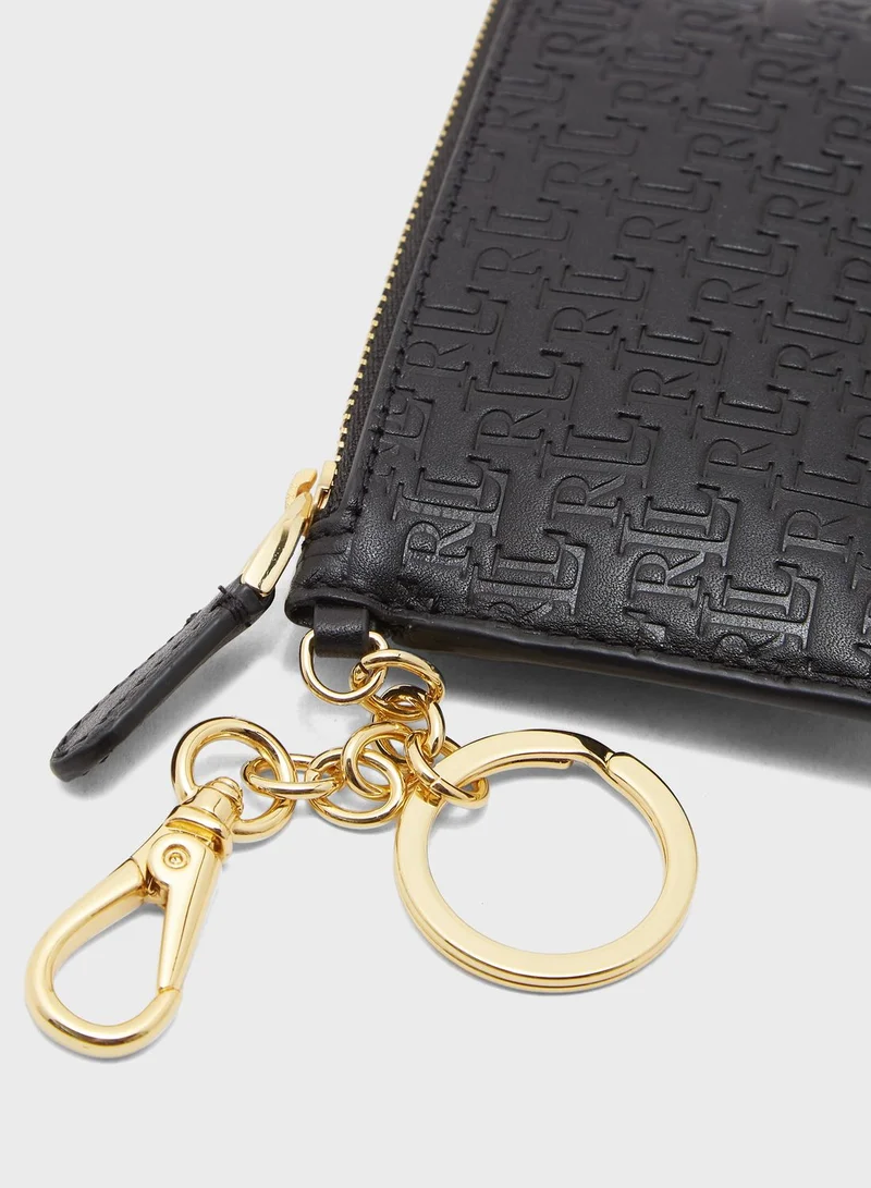 Lauren Ralph Lauren Monogram Zip Card Holder