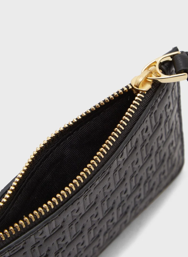 Lauren Ralph Lauren Monogram Zip Card Holder