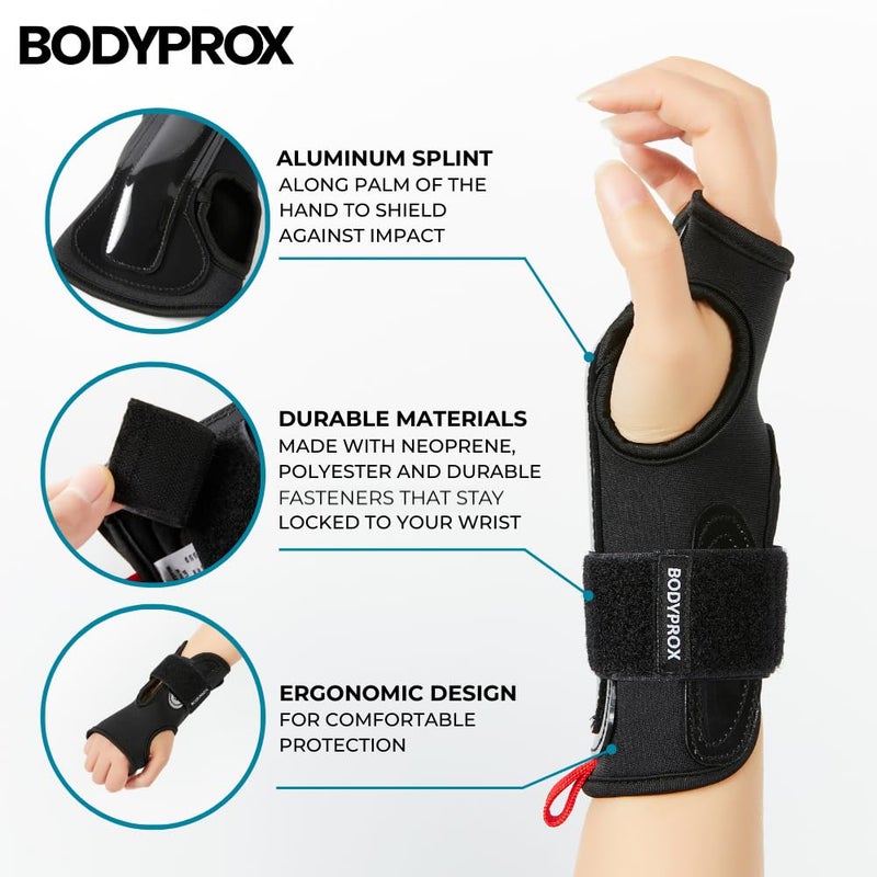 Bodyprox Wrist Guards (1 Pair) for Snowboarding, Skateboarding and Inline Skating, Sports Protection Wrist Guard (Small) - Image 3