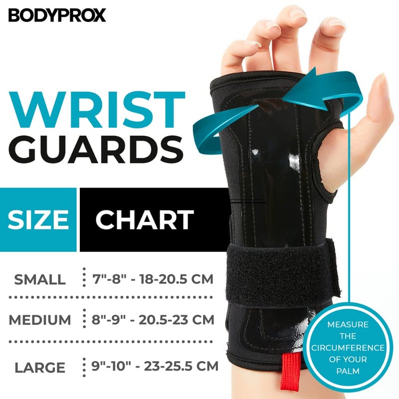 Bodyprox Wrist Guards (1 Pair) for Snowboarding, Skateboarding and Inline Skating, Sports Protection Wrist Guard (Small) - Image 4
