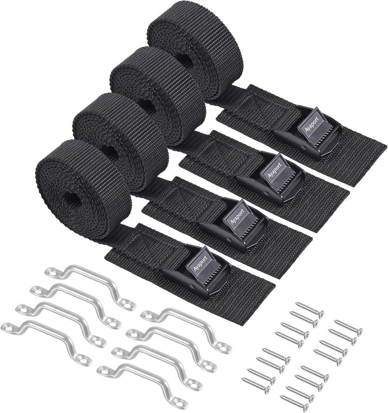 Ayaport Battery Tie Down Strap 48 inches 4 Pack Battery Box Hold Tie Down Kit, with Small Stainless Steel Bracket & Screws Used for RV Battery, Gas Fuel Tank, Accessories - Image 1