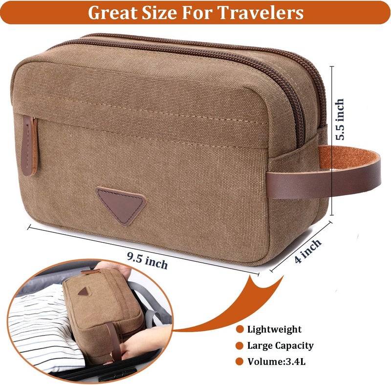 Mactso Men's Travel Toiletry Bag - Canvas & Leather Organizer - Image 3