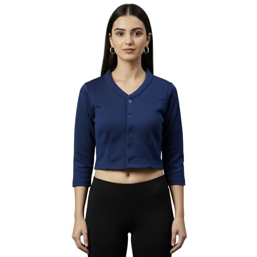 Amul Comfy Women's Kashmira V-Neck 3/4 Sleeve Blouse|Super Combed Cotton Rich Regular Fit Body Warmer Thermal Top | Soft, Breathable & Naturally Insulated Winter Thermal Undershirt Top - Image 1