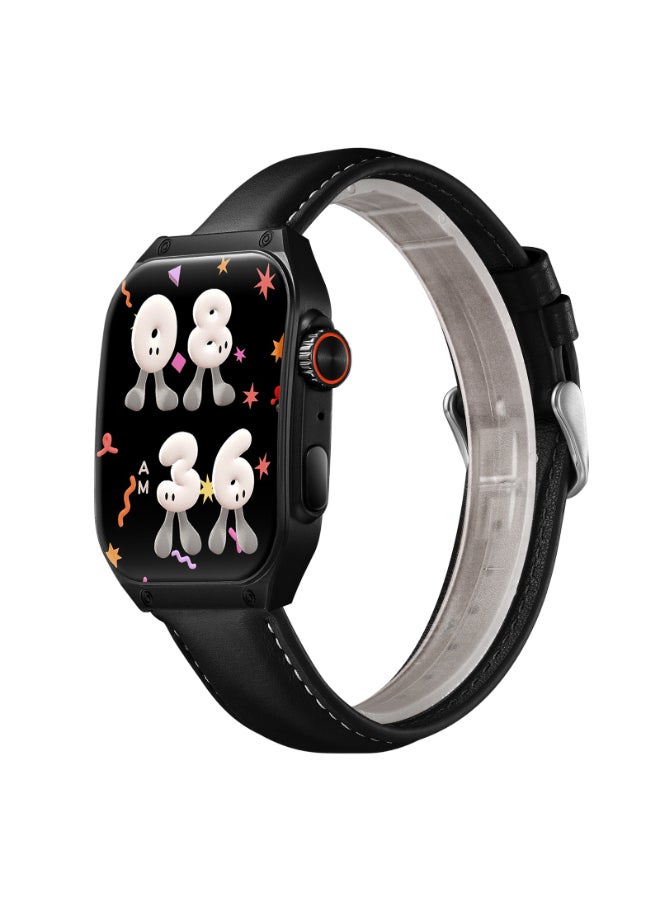 KENNETH SCOTT Unisex Smart Display Watch With Black Leather & Silicone Strap - KCRV10-XSBBB  - Image 3