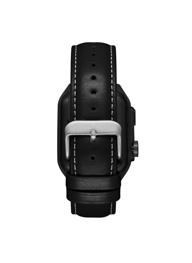 KENNETH SCOTT Unisex Smart Display Watch With Black Leather & Silicone Strap - KCRV10-XSBBB  - Image 4