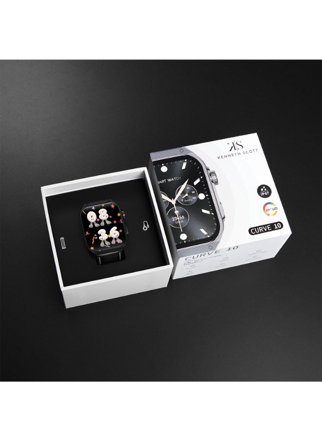 KENNETH SCOTT Unisex Smart Display Watch With Black Leather & Silicone Strap - KCRV10-XSBBB  - Image 5