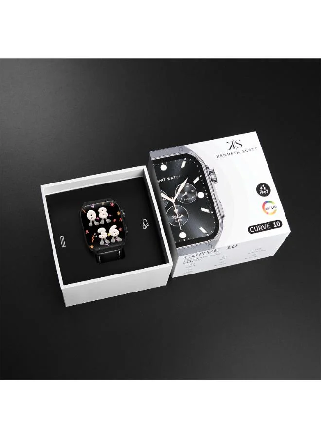 KENNETH SCOTT Unisex Leather & Silicone Smart Watch KCRV10-XSBBB - 36 mm