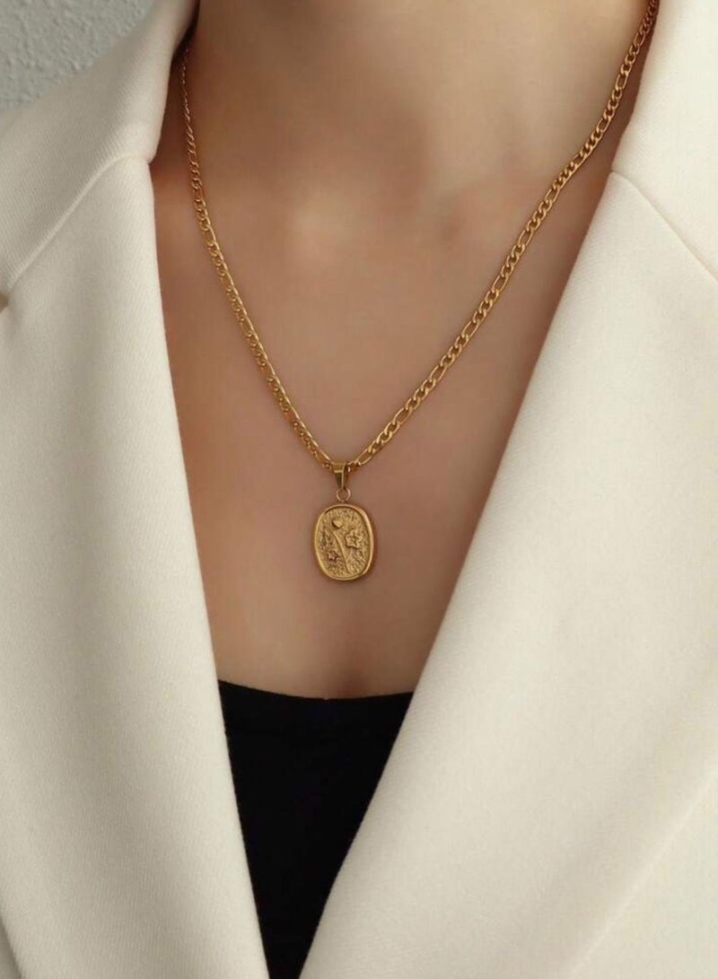 نون-شى سلسال مطلي باللون الذهبي عيار 18 - Image 1