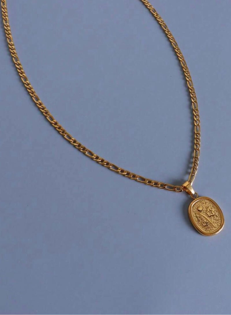 نون-شى سلسال مطلي باللون الذهبي عيار 18 - Image 2