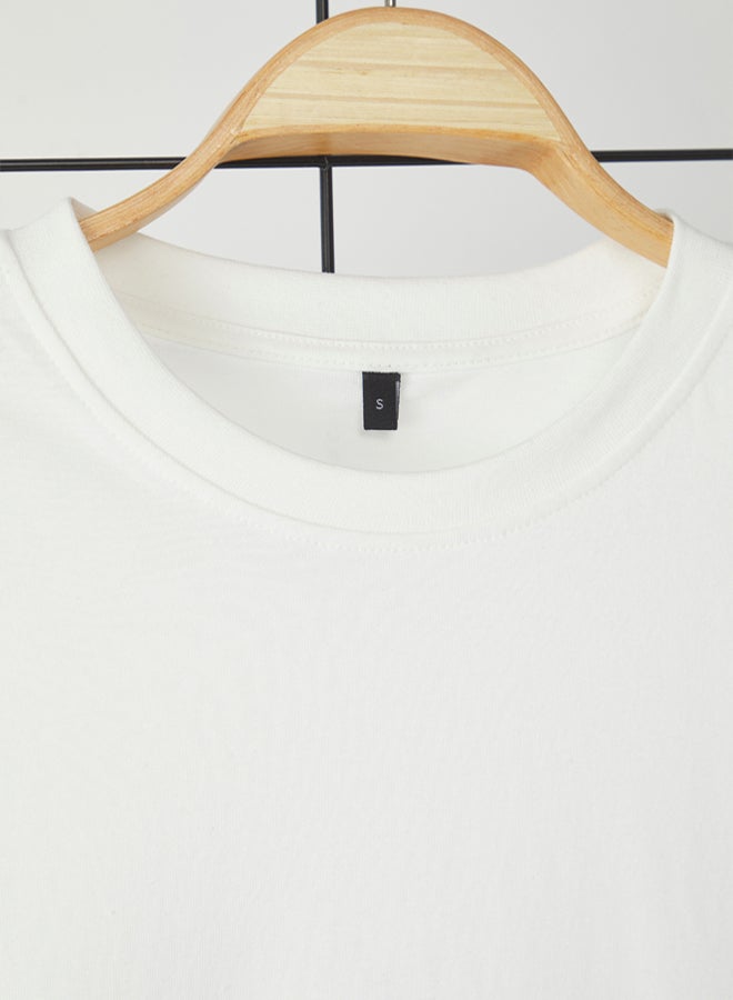 trendyol Ecru Boxy/Square Cut 100% Cotton Basic T-Shirt - Image 5