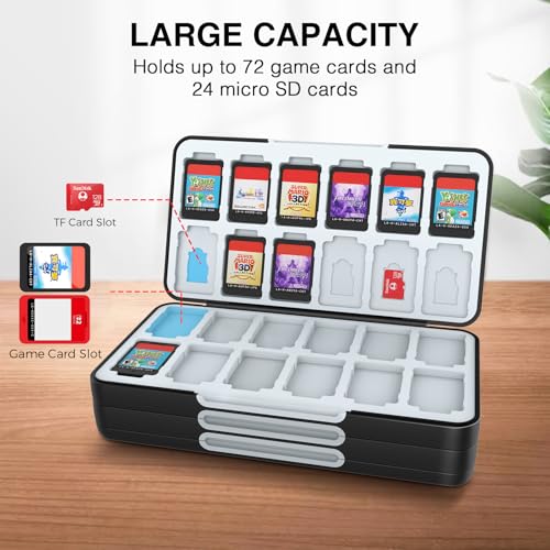 HEIYING Switch Game Card Case for Nintendo Switch 2 / OLED / Lite,Customized Pattern Portable Switch Game Holder with 72 Game Card Slots and 24 Micro SD Cards Slots - Image 2