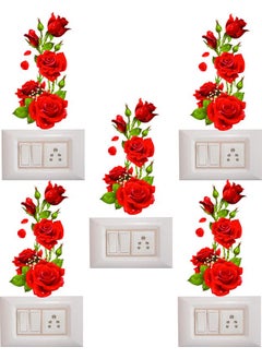 DECORHUBB Beautifiul Red Rose Switch Board Sticker for Home Decor  - Image 1