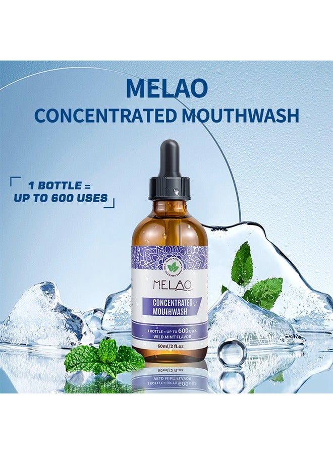 MELAO Concentrated Mouthwash Fluoride-Free, Mint Mouthwash with Natural Essential Oils, Supports 600 Rinses, Aids in Fresh Breath 60ml - Image 3