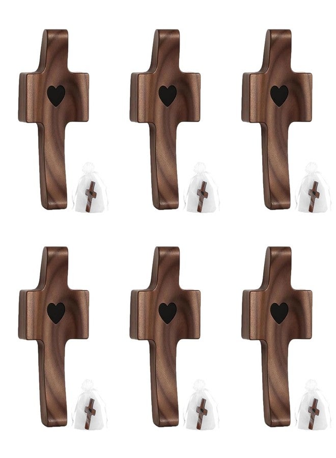 REATIFUL Wooden Cross Fidget,Cross My Heart,Small Wooden Crosses for Pocket Prayers,Wooden Cross for Religious Gifts for Adults (6PCS-A) - Image 1