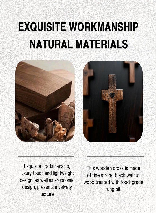 REATIFUL Wooden Cross Fidget,Cross My Heart,Small Wooden Crosses for Pocket Prayers,Wooden Cross for Religious Gifts for Adults (6PCS-A) - Image 2