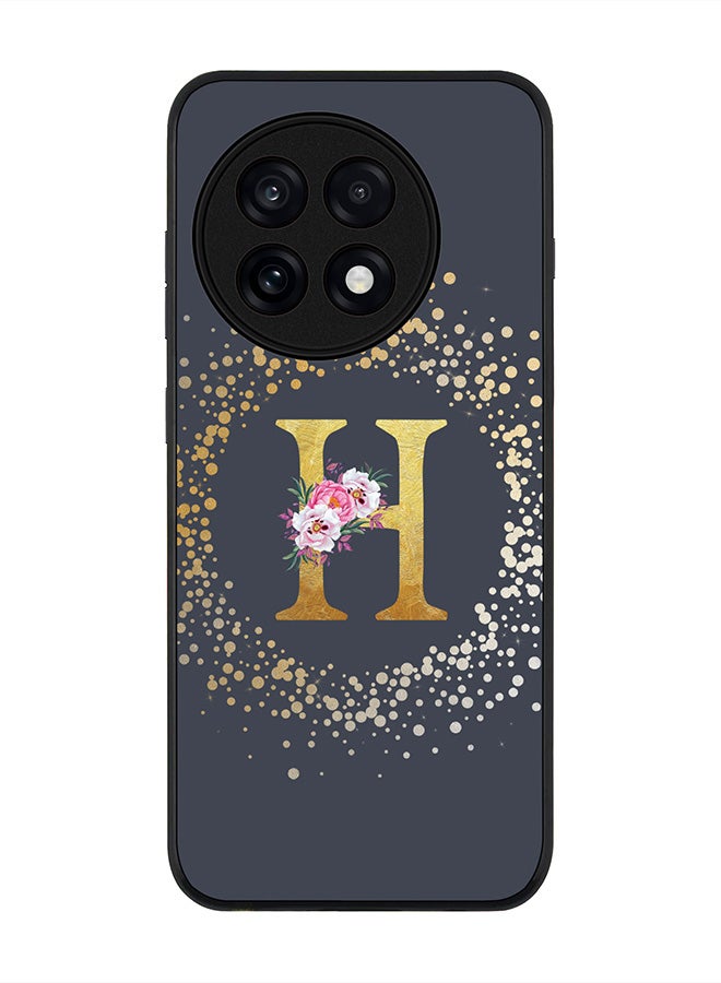 Stylizedd For OnePlus 13R / Ace 5 Pro Case,Slim fit Camera Protection, Shockproof Thin Phone cover  - Custom Monogram Floral - H  (Grey )