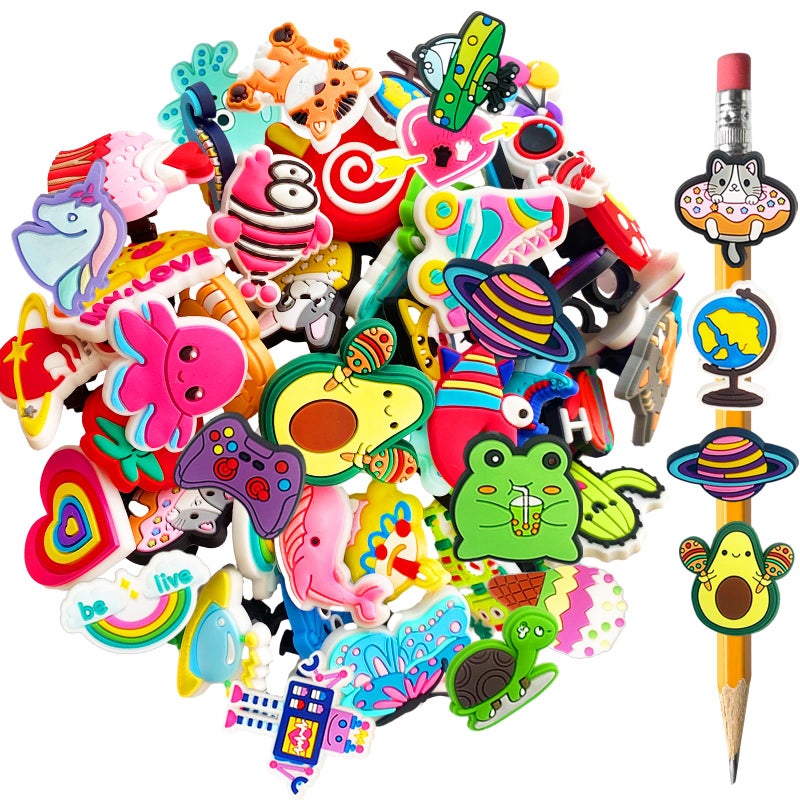 Zddaoole 45 Pcs Pencil Topper DecorationsDifferent Cute Pencil ClipsLovely Pencil AccessoriesBulk Pen Toppers Charm for Kids Students School GiftsPrizeReward - Image 2