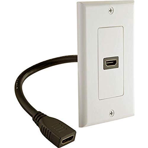 iMBAPrice - HDMI Pigtail Wall Plate Built-in Flexible Hi-Speed HDMI Cable with Ethernet Single Port (1 Port) White - Image 1