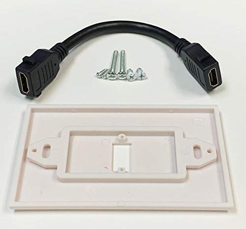 iMBAPrice - HDMI Pigtail Wall Plate Built-in Flexible Hi-Speed HDMI Cable with Ethernet Single Port (1 Port) White - Image 2