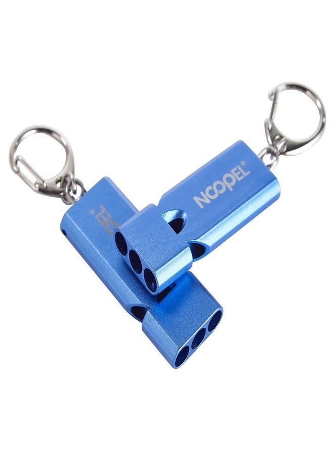Noopel Three Tube Emergency Whistle 2 Pack with Lanyard for Hiking, Camping, Kayaking, Sports, Outdoor Safety, Lifeguard, Rescue Alert (Blue) - Image 2