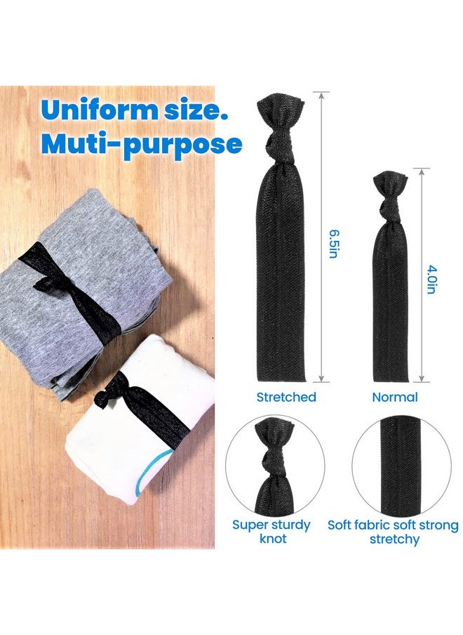 79STYLE - 79STYLE 100pcs Men Hair Tie For Man Bun.Man Bands Hair Ties For Mens Long Hair Elastic Fabric Hair Ties Knotted Black Ribbons Knot Men's Ponytail Holders Guys (Black-100pcs) - Image 1