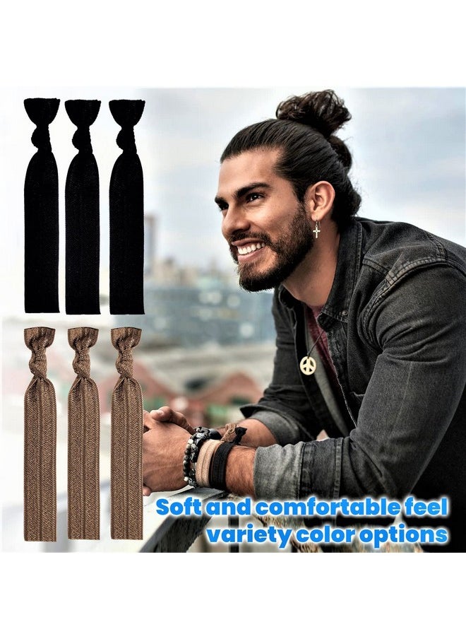 79STYLE - 79STYLE 100pcs Men Hair Tie For Man Bun.Man Bands Hair Ties For Mens Long Hair Elastic Fabric Hair Ties Knotted Black Ribbons Knot Men's Ponytail Holders Guys (Black-100pcs) - Image 1