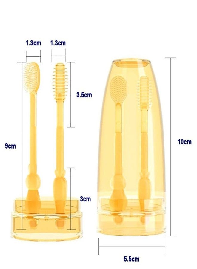 PIHARVA 2-in-1 Oral Cleaning Brush for Babies (6-24 Months) - Soft Silicone Toothbrush & Tongue Cleaner with Storage Box | BPA-Free Manual Baby Oral Care Tool - Image 3