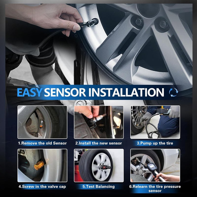 POHILA TPMS Sensor Set of 4 Pack Tire Pressure Monitoring System Sensor 433MHz - Image 5