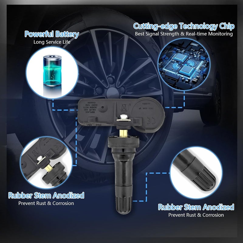 POHILA TPMS Sensor Set of 4 Pack Tire Pressure Monitoring System Sensor 433MHz - Image 4