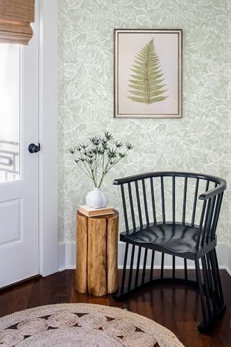 Micpolo Peel and Stick Wallpaper Modern Wall Paper Green Boho Contact Paper Bedroom Bathroom Wallpaper Peel and Stick Light Green Tropical Leaf Removable Self-Adhesive Wall Decor 17.3" x 118" - Image 5