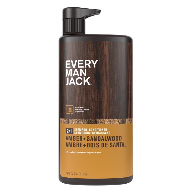 Every Man Jack 2in1 Daily Shampoo  Conditioner  Amber  Sandalwood  Nourishing For All Hair Types Naturally Derived CrueltyFree Shampoo and Conditioner Set for Men  24oz 1 Bottle