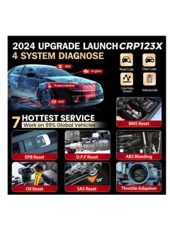 Launch LAUNCH CRP123X V2.0 OBD2 Scanner 2024 Version, ABS SRS Engine Transmission Car DiagnosticTool, 7 Service Functions, Battery Test, Lifetime Free Update  - Image 4