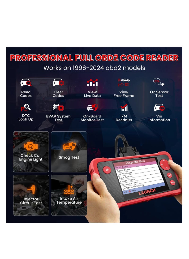 Launch - LAUNCH CRP123X V2.0 OBD2 Scanner 2024 Version, ABS SRS Engine Transmission Car DiagnosticTool, 7 Service Functions, Battery Test, Lifetime Free Update - Image 1