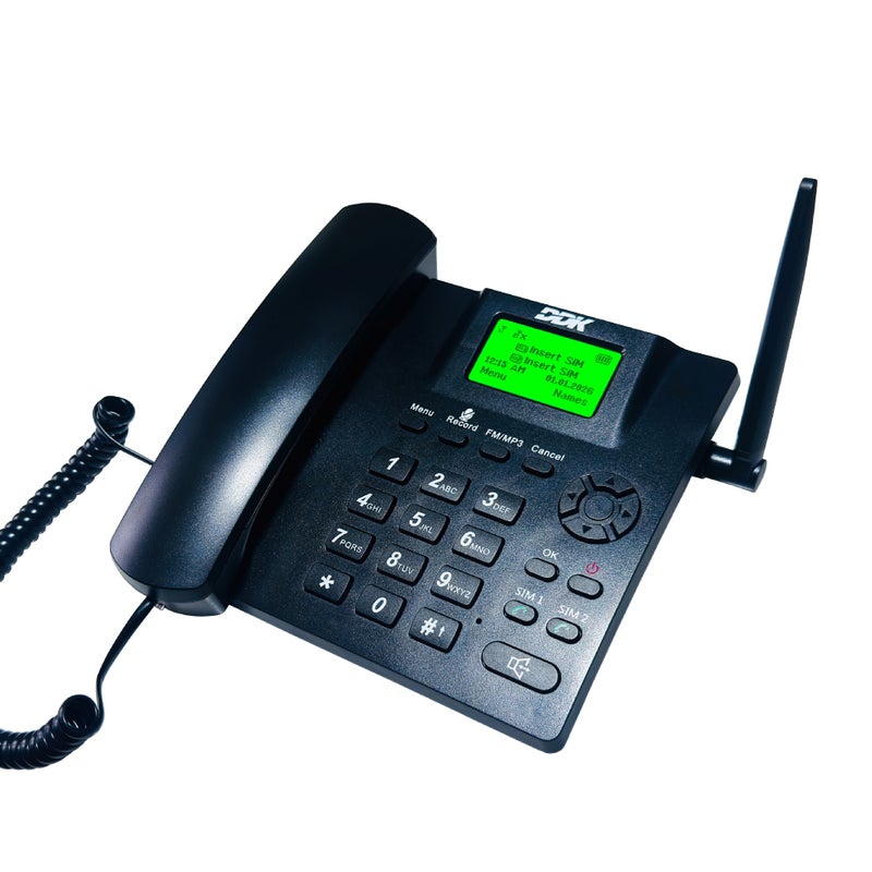 DDK995+ هاتف أرضي سلكي بشريحتي اتصال GSM مع تسجيل ومعرف المتصل للاستخدام التجاري والمنزلي - Image 2
